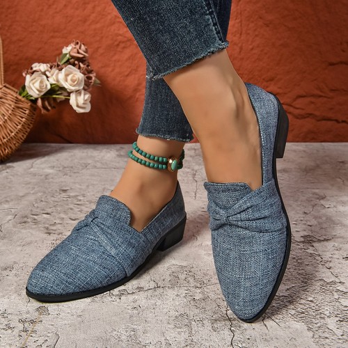 Women's Plus Size Fashion Ankle Boots with Solid Color Pointed Toe Bow Decoration, Bubble Shoes, Casual Shoes, Slouchy Shoes
