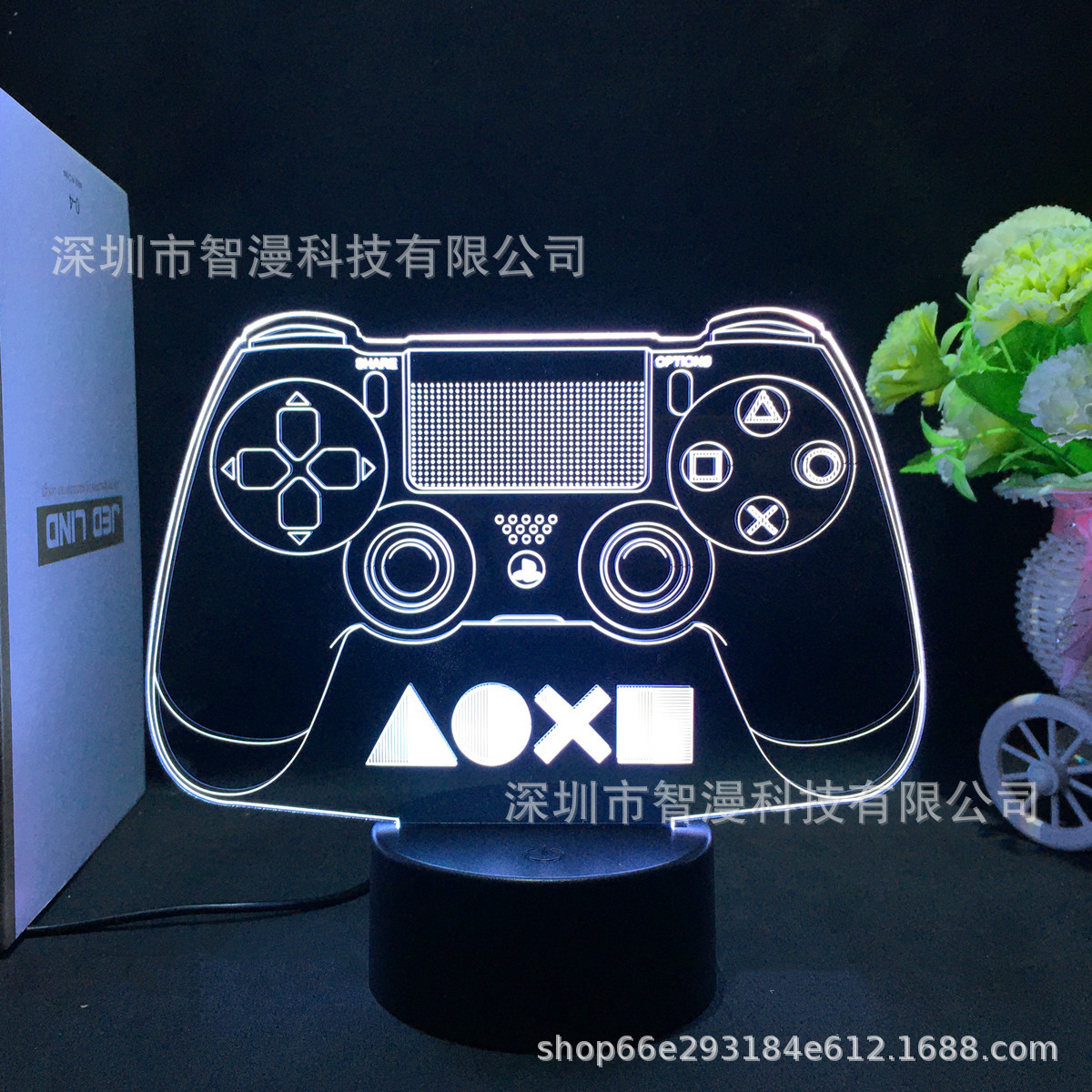  Controlador de juegos PS/Xbox con auriculares 3D, lámpara LED multicolor, acrílico, regalo para exportación