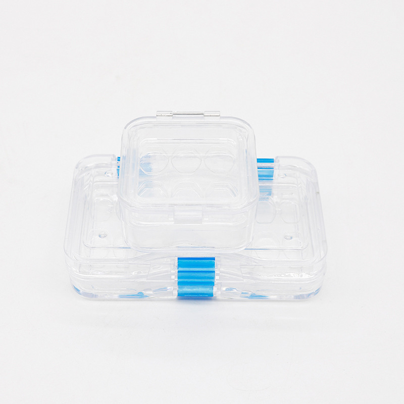 Caja de película transparente dental caja de soporte de dentadura chapa con Película Caja de dientes caja de película perforada transparente caja de almacenamiento de dientes caja de dentadura