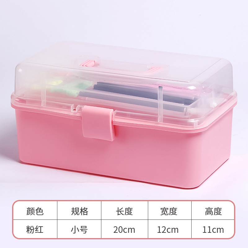 透明内三層手提げ収納ボックス折りたたみネイルボックス雑品収納ボックス美術生整理収納ボックス|undefined