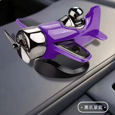 and interesting, high-end decorative — Car ornaments - purple-light-powered-small-airplane