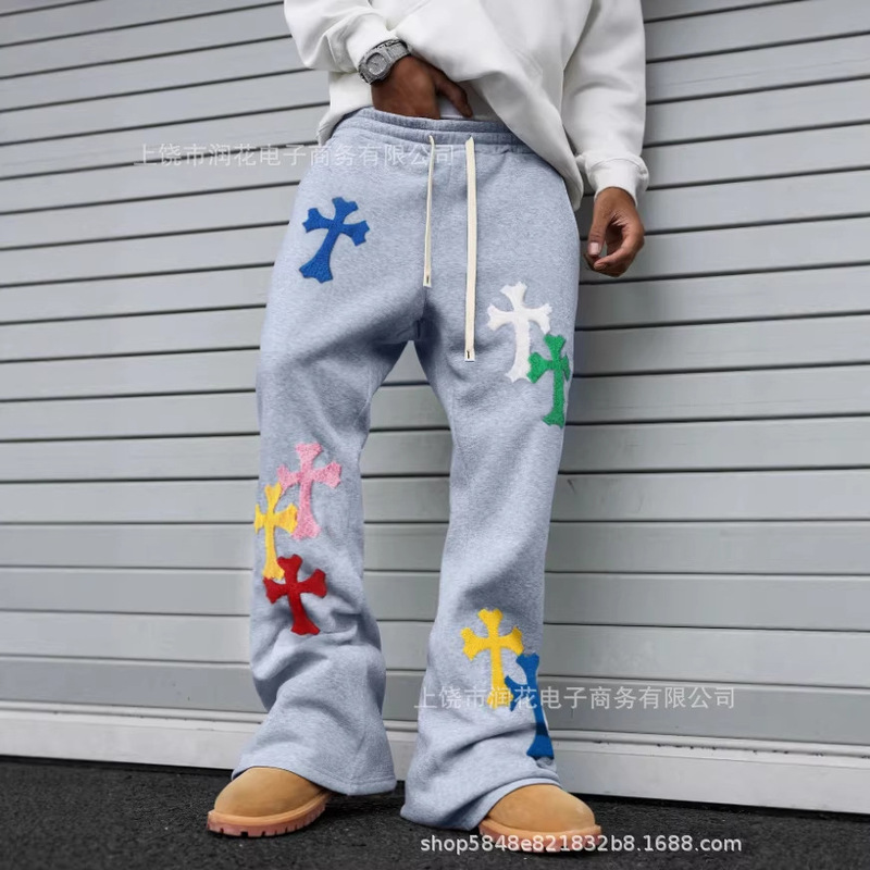 2026 New Cross-Border Foreign Trade American High Street Chrome Hearts Style Straight Sweatpants Unisex Loose Casual 2026 New Cross-Border Foreign Trade American High Street Chrome Hearts Style Straight Sweatpants Unisex Loose Casual