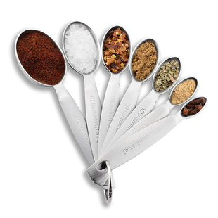 Stainless steel egg-shaped measuring spoon 7-piece baking scale measuring seasoning spoon Oval cooking spoon suit baking tools