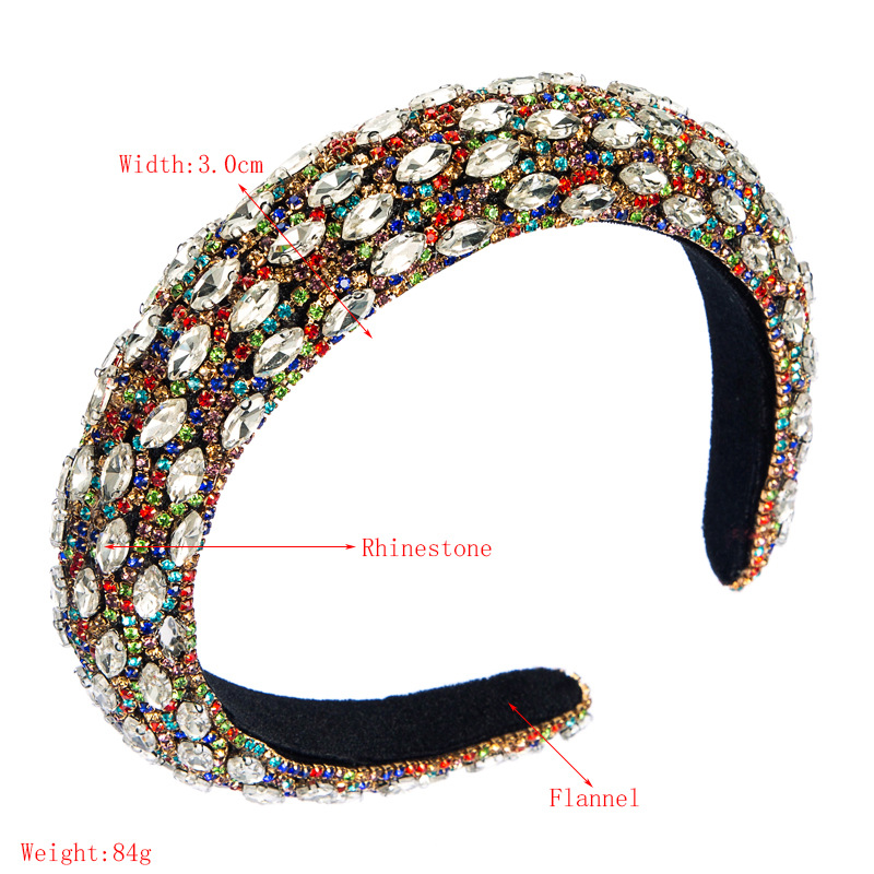 Chain Rhinestone Velvet Baroque Thick Sponge Wide Brim Headband display picture 1