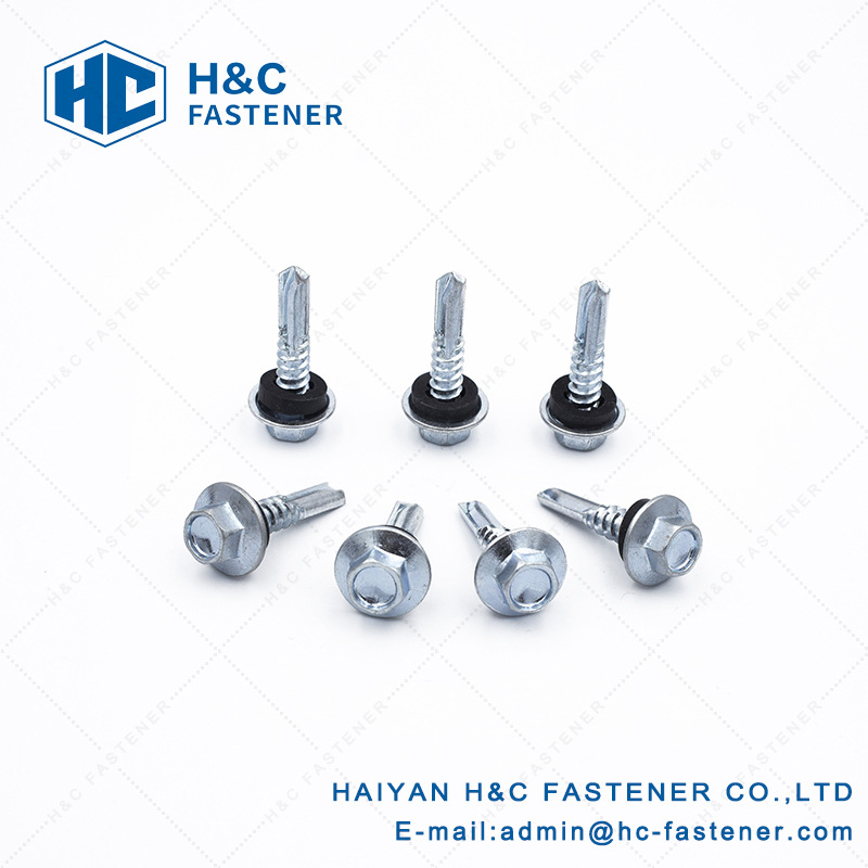 螺钉供应碳钢六角法兰面自攻钉A牙带pvc单体垫圈镀黄锌蓝白锌