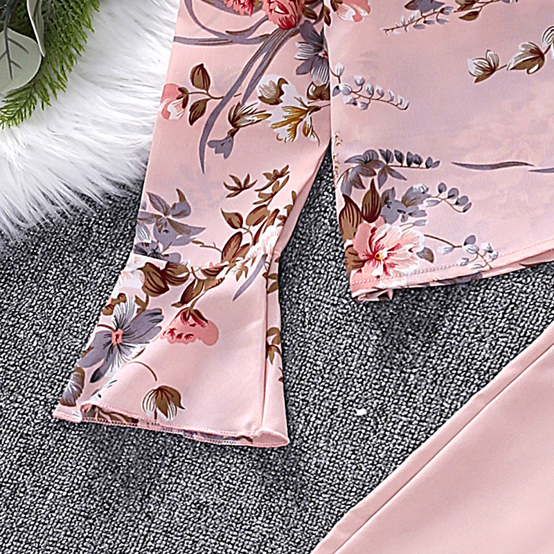 Mädchen Set Mit Floralem Langarmshirt Und Weiter Hose_voghion.com
