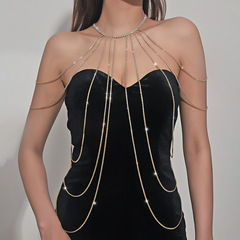 Elegant Geometric Tassel Sparkling Rhinestone Body Chain & Shoulder Necklace Accessories&mdash;Stylish, Sexy Nightclub Jewelry for Women in European and American Styles