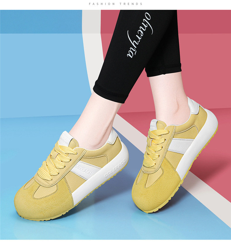 Giày sneaker nữ da thật lưới mỏng đế dày mũi tròn phong cách thể thao hè 2025 — JST 7115-1 trái cây xanh, JST 7115-1 màu vàng chi tiết 7