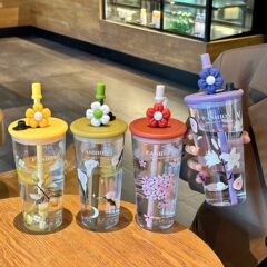 女生夏季大口径大容量水杯塑料耐高温防摔办公吸管杯子节庆礼品