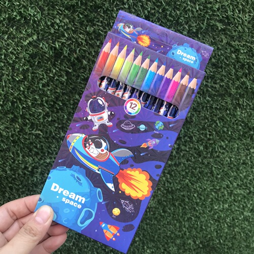 Kindergarten cartoon children's painting graffiti 12 colors colored pencils creative drawing students learning stationery crayons