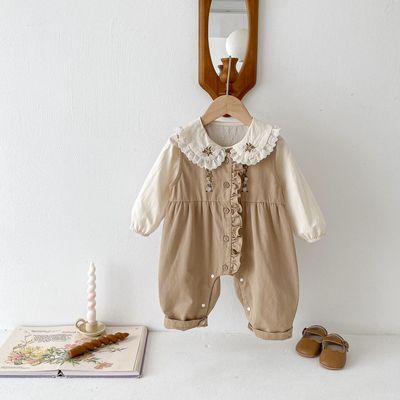 Осенняя рубашка, модный комбинезон для девочек, штаны, 0-5 лет, детская одежда