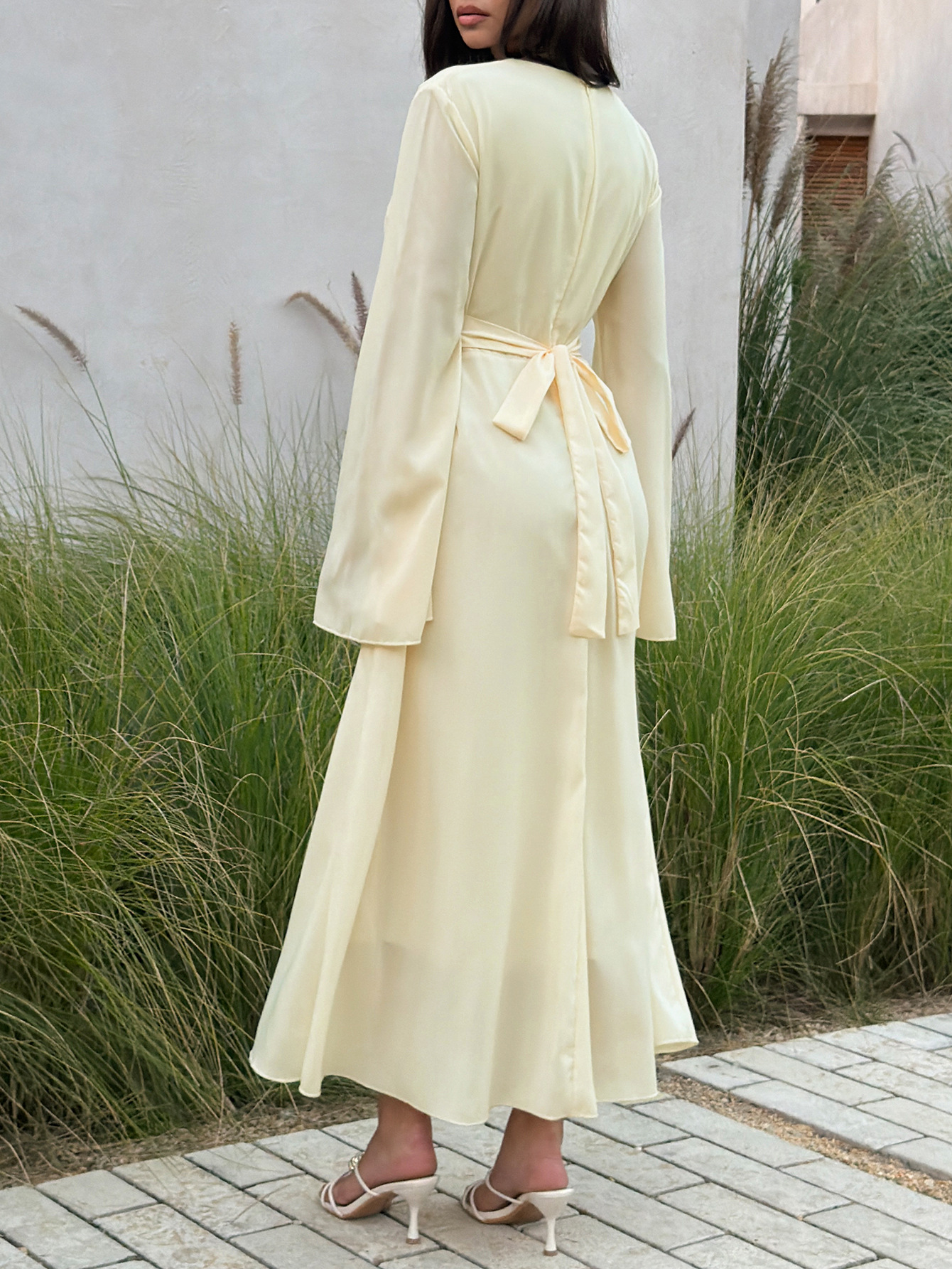 Elegant Fairy Like Women's Dress European American Style Water Sleeve Patchwork Design Spring Summer_ecoleips.com