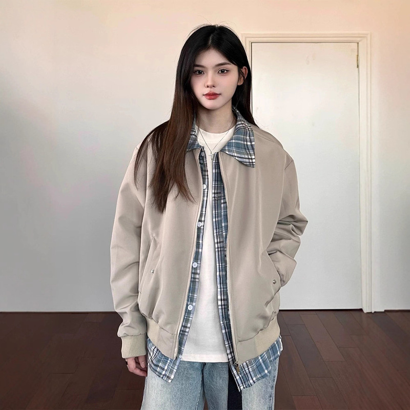 American Cleanfit Fake Two-Piece Jacket Men's Trendy Autumn and Winter Design Blue Flannel Shirt Lapel Jacket