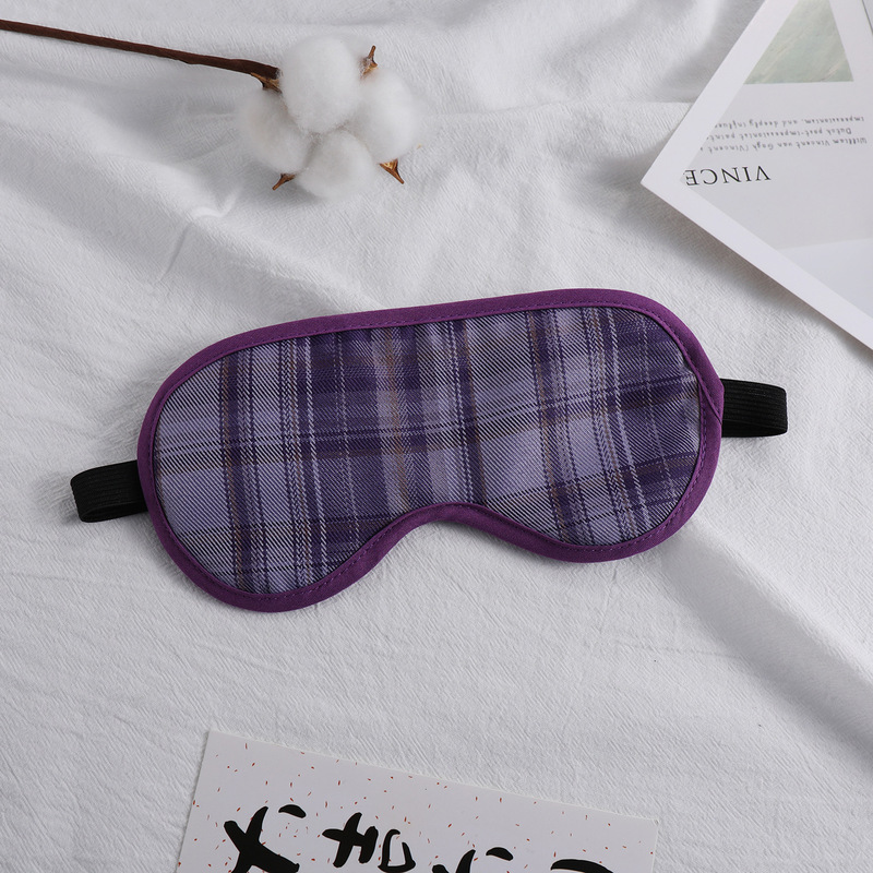 日系創意満版プリント格子縞レトロシンプルアイマスクヘアセット遮光睡眠アイマスク現物多色|undefined