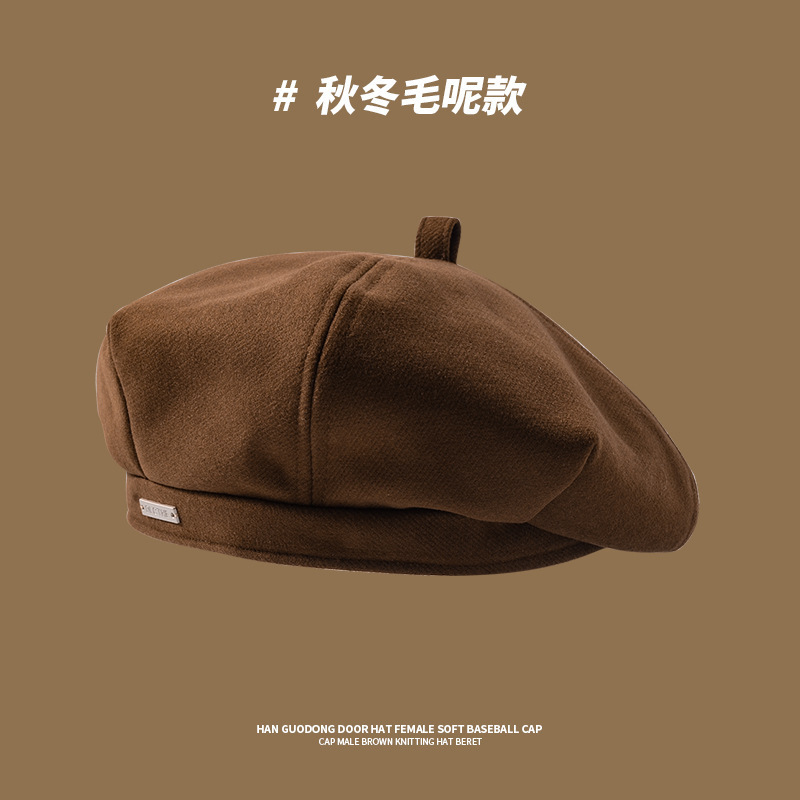 maillard style beret women‘s autumn winter japanese retro easy matching letters make face look smaller octagonal cap classic style pumpkin hat