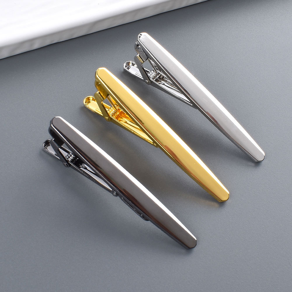 Spot Cross-Border Wholesale Tie Clip Men's Business Suit Oval Tie Fixing Clip Windproof Clip Amazon