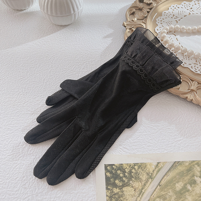 Guantes solares de encaje de mujer conducir al aire libre montar hadas luz de verano anti-deslizante transpirable moda guantes de sombreado