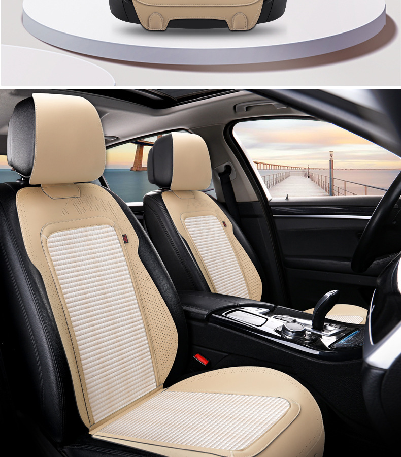 Car Seat Cushion, All-Season Saddle Cushion, Universal Perforated Trendy Health-Preserving Half-Pack Linen High-End Car Seat Cushion, Non-Slip