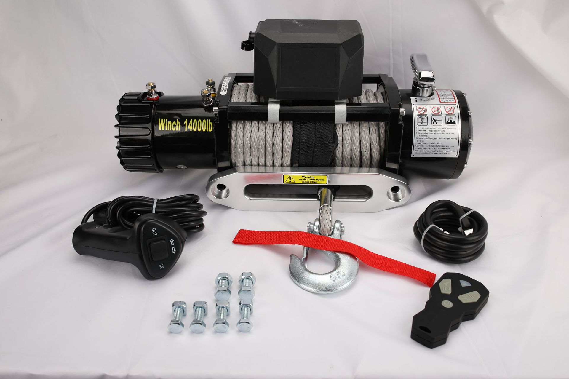 Direct from the factory: 14000lb car winch, 12V, essential for off-road adventures, with nylon rope, for vehicle towing