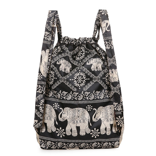 Autumn floral fabric backpack drawstring bucket backpack for girls outdoor leisure large capacity student schoolbag drawstring bag