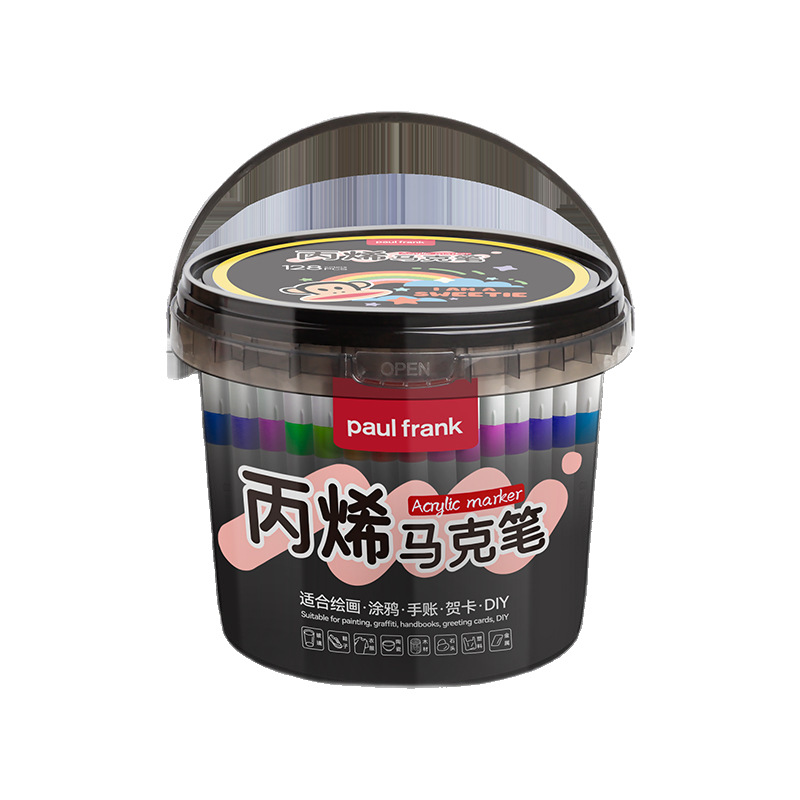 Bolígrafo acrílico de cabeza suave de 128 colores en barril recientemente actualizado, bolígrafo de arte, bolígrafo de acuarela para niños, color impermeable y lavable