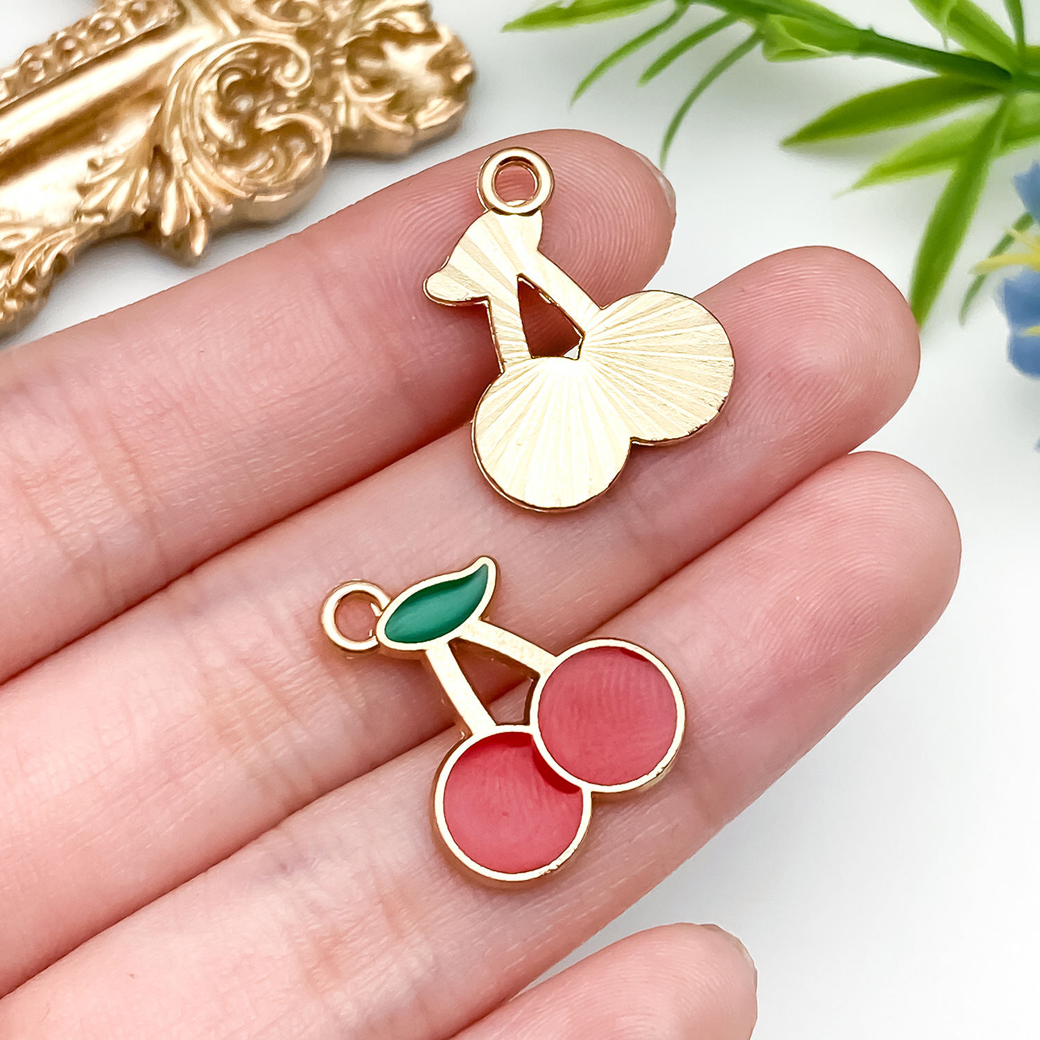 21353-XP-滴油红色锌合金水果樱桃20x16mm-1.