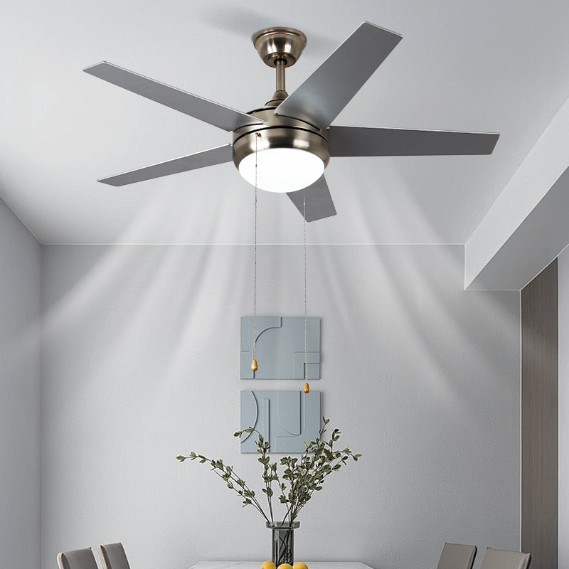 Lámpara Ventilador de Techo con Inversor, con Interruptor de Cuerda y Control Remoto para Sala de Estar y Dormitorio