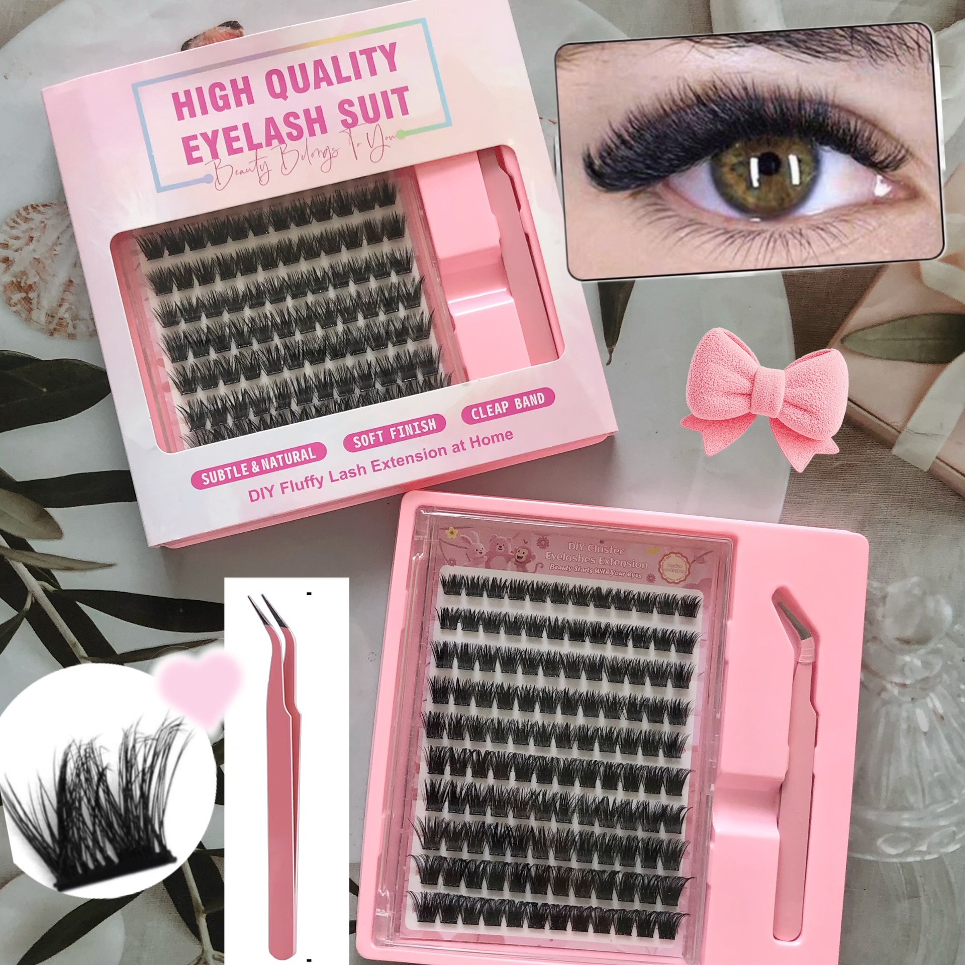 Transfronterizas pestañas falsas 30 - 100D comercio exterior caja de pestañas gruesas con pinzas de pegamento conjunto de pestañas falsas