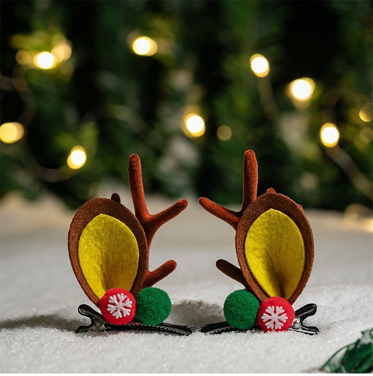Adorable cabello de Navidad corno de ciervo cinco estrellas cabeza de banda de cabello de Navidad para niños corpos de cabello de decoración accesorios clipes de cabello