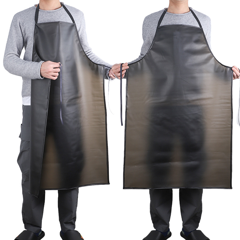 PVC alargado negro transparente delantal impermeable a prueba de aceite de cuero suave de los hombres y las mujeres de la cintura de La Matanza productos acuáticos cocina del hogar al por mayor