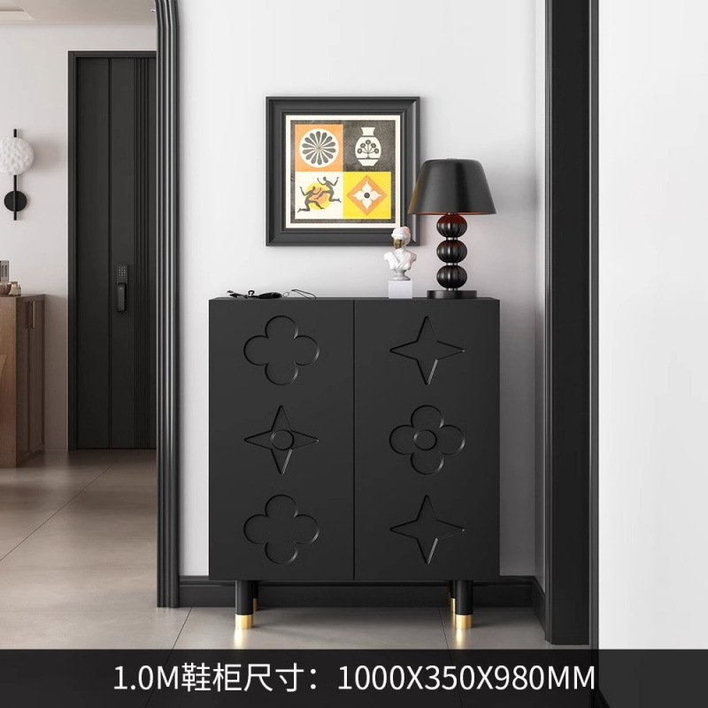 黒い靴箱の復古風家庭の入り口の超薄型の靴箱の玄関棚の高級感があります。|undefined