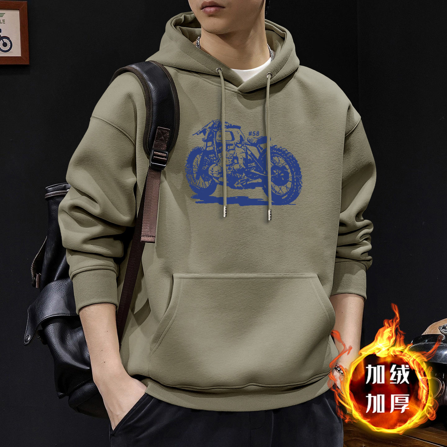 Chaqueta con capuz para hombres con veludo de otoño americano ropa de alta calle marca de moda de otoño y invierno chaqueta pesada de alto gramo