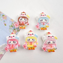 卡通可爱辫子KT女孩树脂配件奶油胶手工diy头绳钥匙扣手机链饰品
