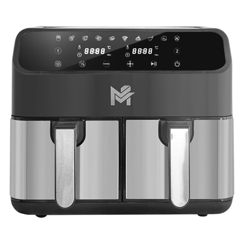 Freidora de aire de doble cesta 8L, acero inoxidable, para hogar