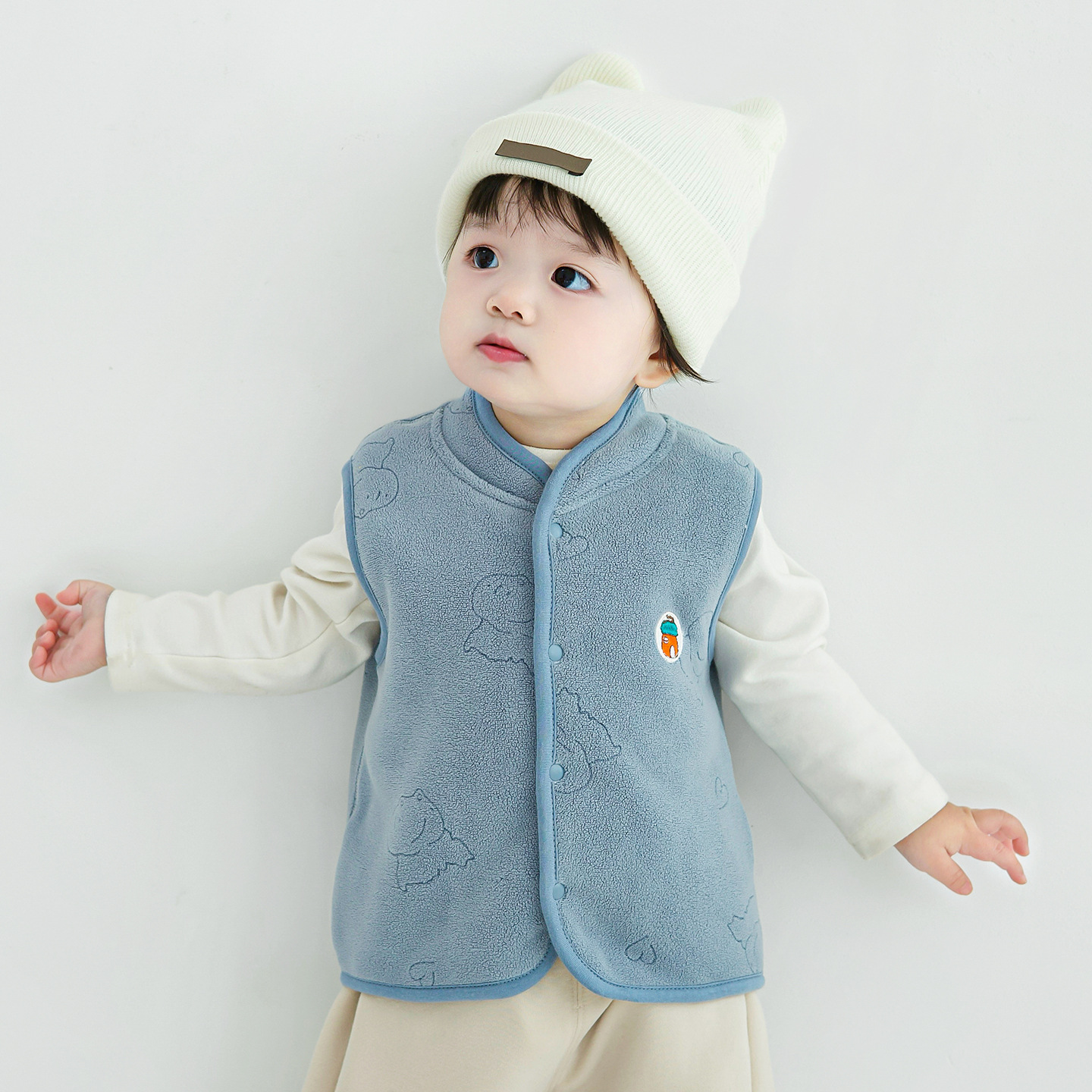 Chaleco de bebé otoño y invierno para niños con terciopelo caliente para hombros para niños y niñas de 1 año y 2 años para niños pequeños chaleco de bebé