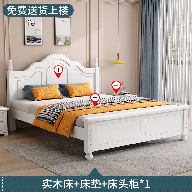 Dormitorio principal moderno y simple cama doble cama de madera maciza cama de alquiler económico cama individual madera maciza