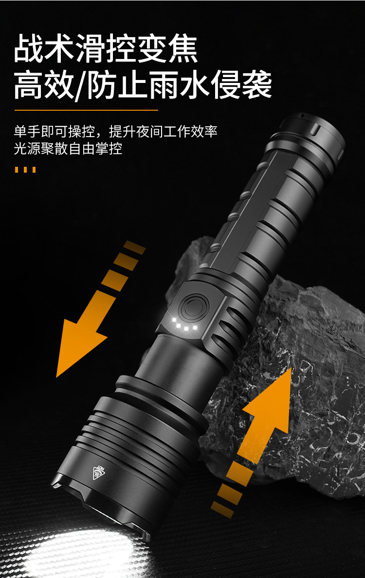Cross-Border New Model Canglong White Laser Led Lighting Flashlight, Rechargeable, Zoomable, Outdoor Long-Range, High-Power, Ultra-Bright