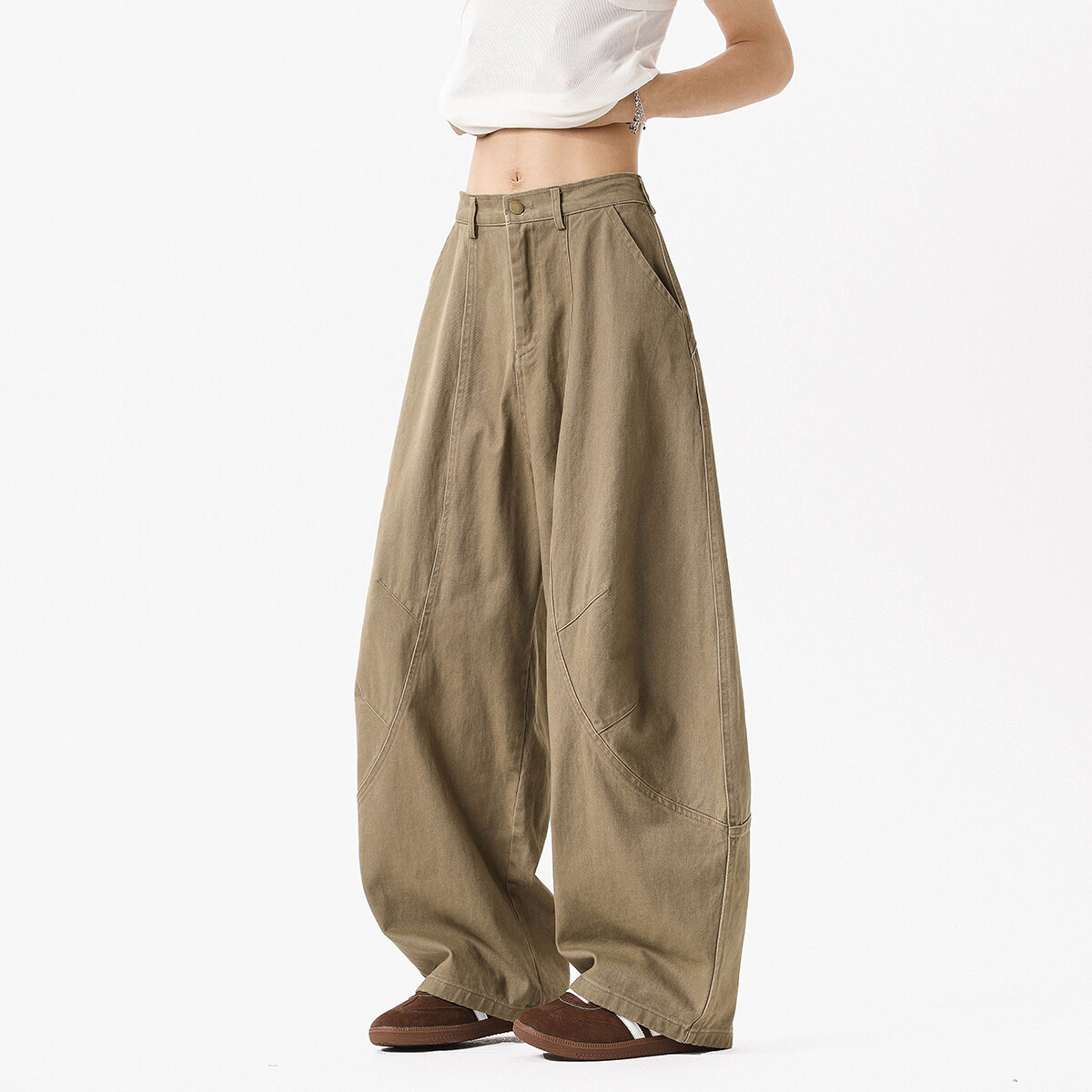 美式高街解构弯刀工装裤男女潮牌夏季新款痞帅宽松阔腿休闲长裤子