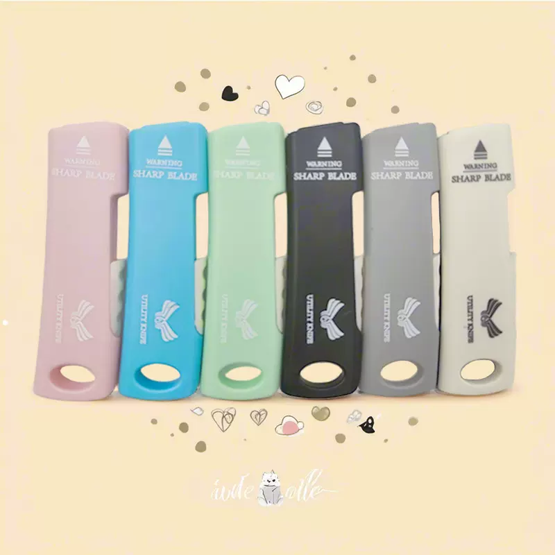 迷你美工刀侧推卡通小号便携伸缩刀拆快递小刀学习办公裁纸刀