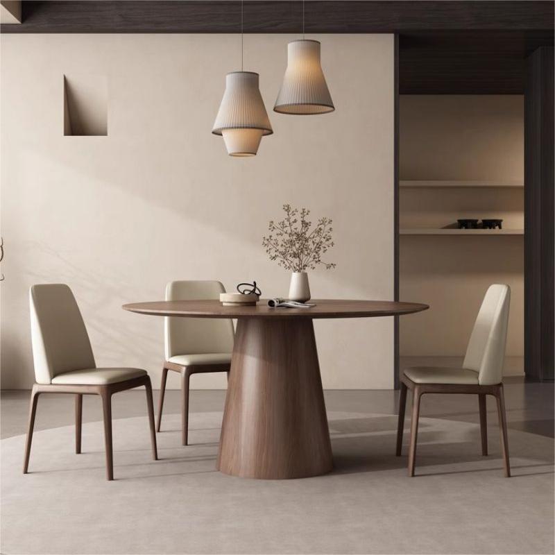 Nórdico estilo medieval redondo italiano mesa de comedor de madera de nuez tamaño de casa moderna simple mesa de comedor de alta calidad