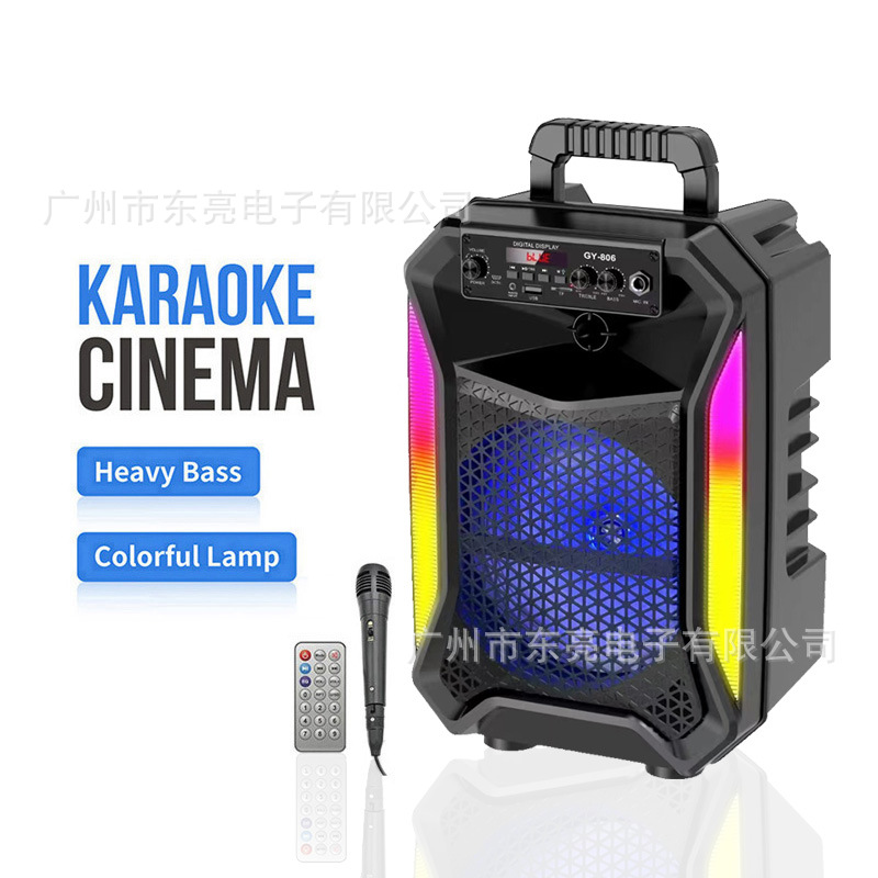 GY-806工厂跨境8寸户外音音响演出家用k歌手提蓝牙音箱带麦克风