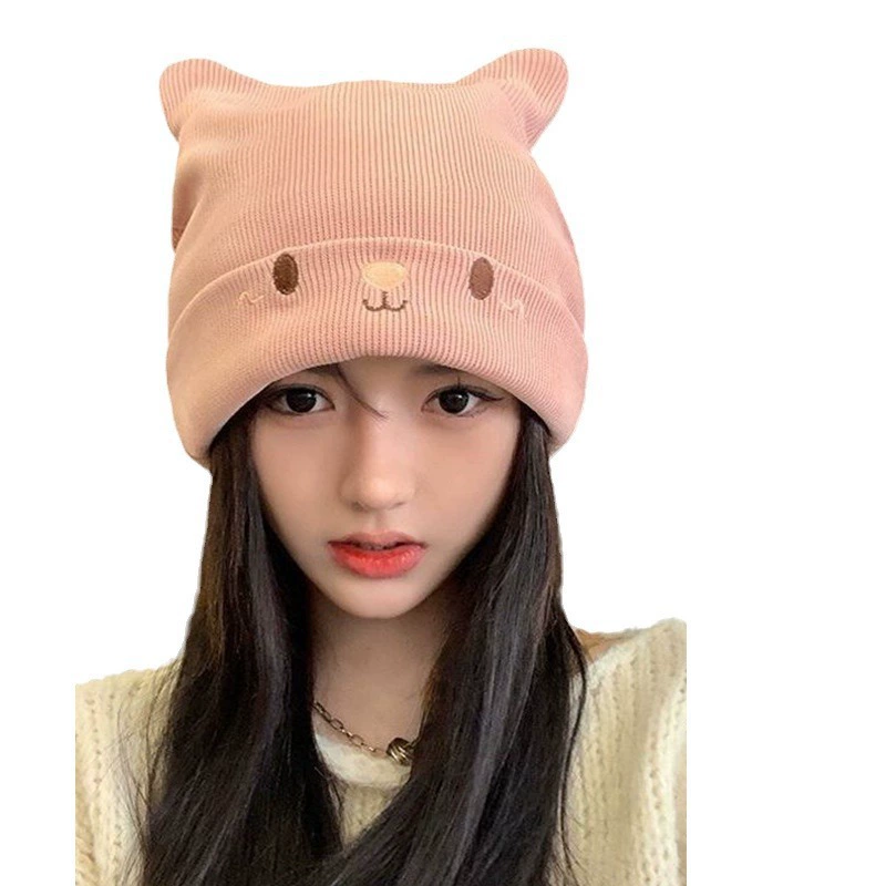 Postpartum hat, demi-season knitted winter woolen cute thermal underwear