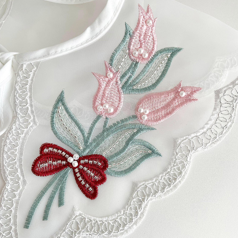 Organza con cordones pequeño chal collar falso estilo coreano de las mujeres decoración exterior con falda camisa cuello protección pequeña bufanda chaleco