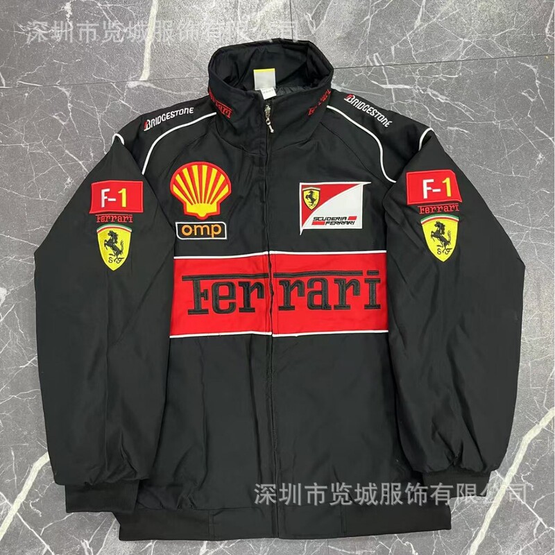 Thin F1 Embroidered Racing Suit Trendy Cycling Suit Jacket Ferrari Jacket European and American Style Retro Racing Jacket Flying