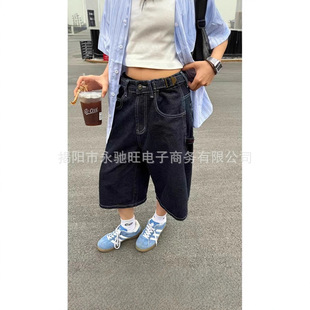 Japanese-Style New Cross-Border Direct Sale 2025 Summer New Washed High Street Versatile Loose Vintage Denim Shorts Unisex