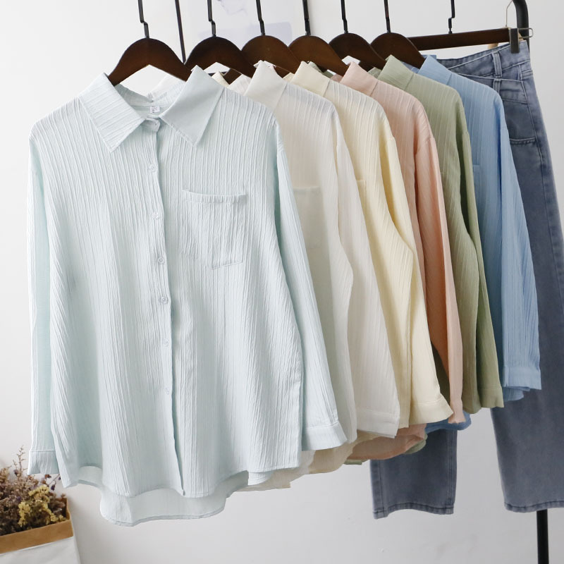 Yizhixin Summer Sunscreen Shirt Women's Design Sense Niche Korean Style Comfortable Pit Shirt Women's Shirt Long Sleeve