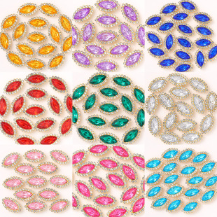 Horse-eye beige-shaped double-layer big Yang Flower pointed bottom glass snowflake heart hand-stitched Diamond DIY hat shoes clothing accessories