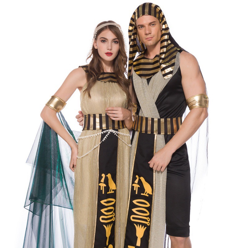 (2개) 할로윈 의상 코스프레 팬시 원피스 볼 이집트 남성과 여성 같은 파라오 클레오 파트라 고대 로마 왕자 드라마