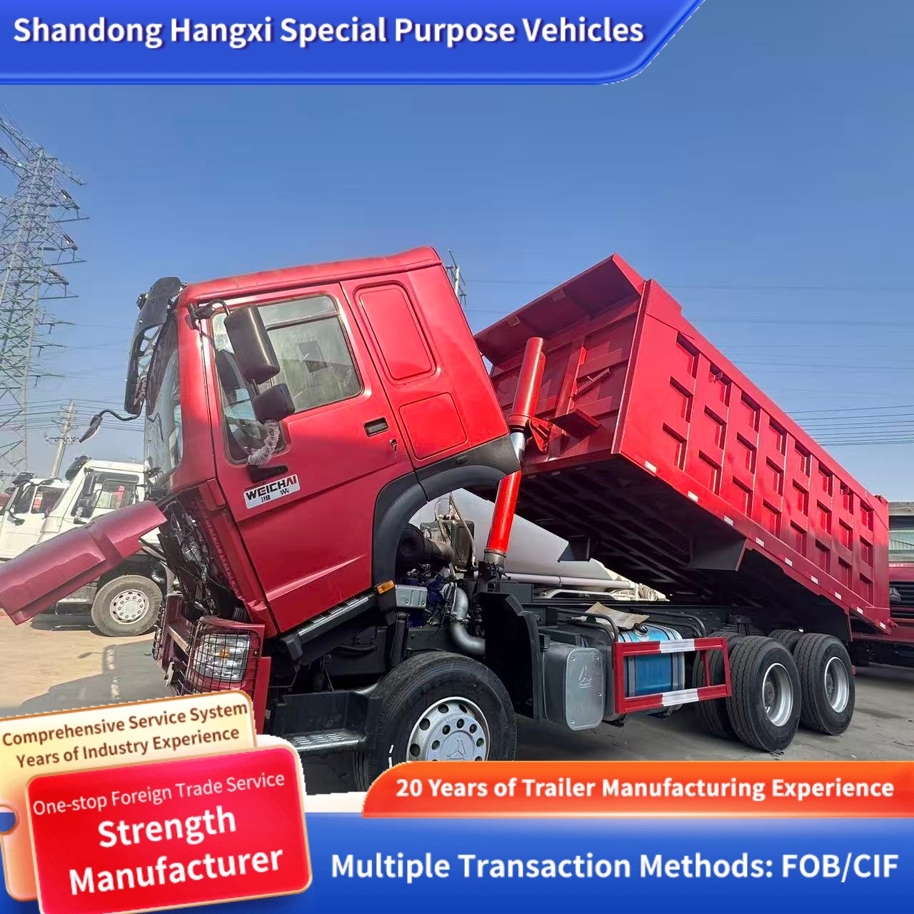 Howo Eight-Wheel Dump Truck with Weichai 400Hp Engine, Customized 10-Wheel Howo Dump Truck for Export