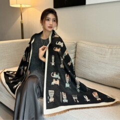新款韩版猫咪仿羊绒围巾时尚唯美气质披肩女秋冬保暖御寒防风围脖